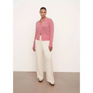 NWT Vince fine knit rose pink plus size Collared Button Cardigan
